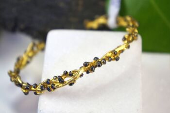 Branche d'acacia véritable avec bourgeons Bracelet en fonte d'or et noir 1