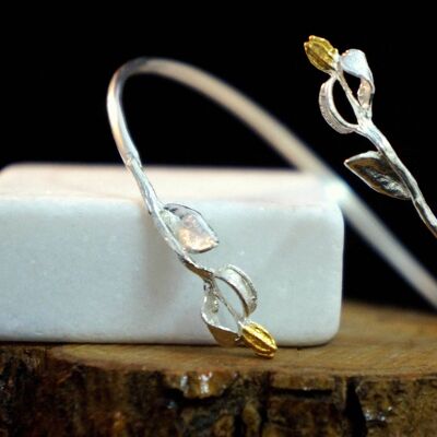Olive Branch and Bloom silver Bracelet in sterling recycled