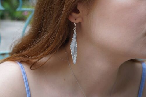 Sterling silver Dove Feather Earrings for Women, bohemian je