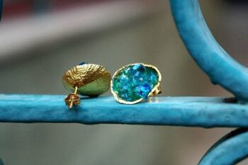 Boucles d'oreilles en argent sterling avec Turquoise Brute Murano Sea Limpe 2