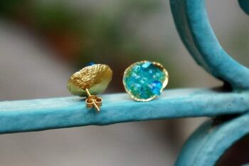 Boucles d'oreilles en argent sterling avec Turquoise Brute Murano Sea Limpe 4