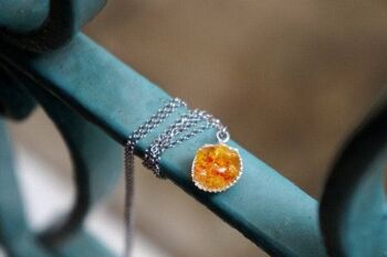 Collier coquillage en pierre brute orange en argent sterling 925 1