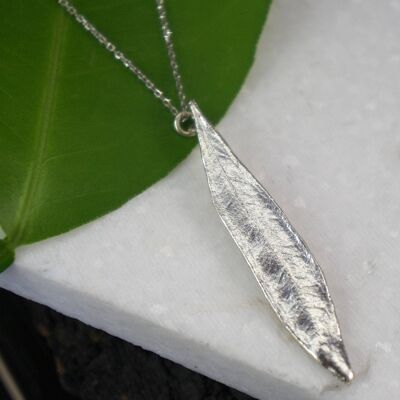 Collier chaîne feuille d'olivier pour femme, sur argent sterling