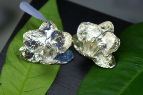 Statement Earrings Jewel orchid in sterling silver.