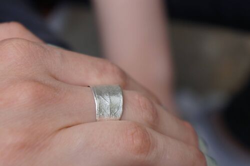 Statement Band Olive Leaf Rings on Sterling Silver 925.