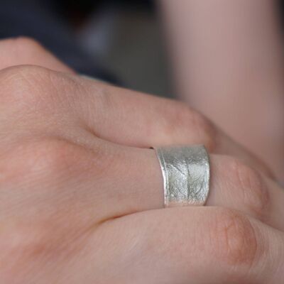 Statement Band Olive Leaf Rings on Sterling Silver 925.