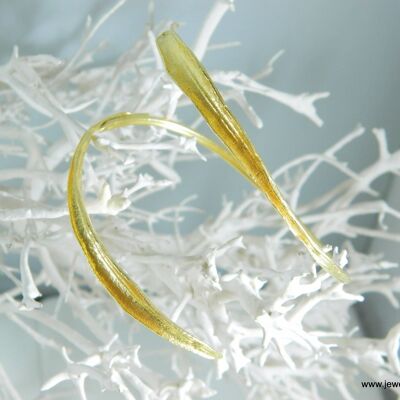 Two Real olive leaves gold & sterling silver 925
