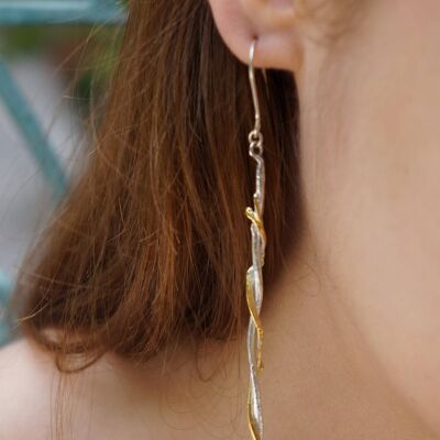 Olive tree Branch Earrings by Mother Nature Jewelry.Long Dan
