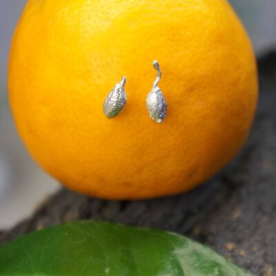 Tiny Olive fruit Earrings for Women, sterling Silver Earring