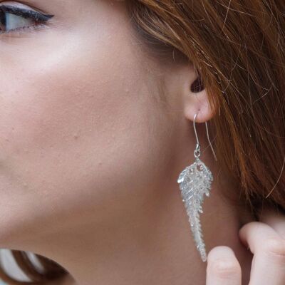 Boucles d'oreilles arbre à feuilles de fougère en argent sterling.