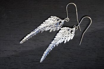 Boucles d'oreilles arbre à feuilles de fougère en argent sterling. 2