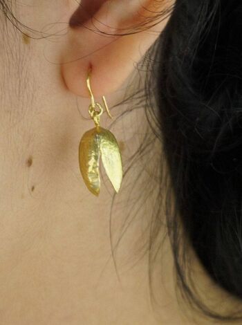 Boucles d'oreilles véritable pistache en argent sterling 925 plaqué or. 3