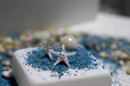 REAL Starfish Earrings in Sterling Silver 925, Studs or Dang