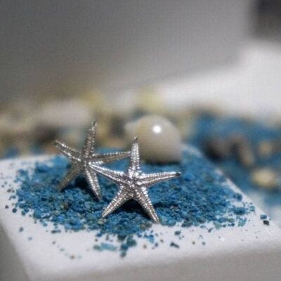 Pendientes de estrella de mar REAL en plata de ley 925, tachuelas o Dang