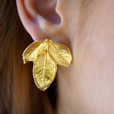 Sterling Silver Plant Rose Plant Leaf 14k Goldplayed