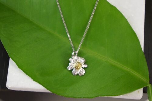 Sterling silver minimalist necklace, mini chamomile flower