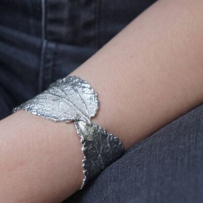 Bracelet manchette large en argent sterling 925 par Real Hibiscus