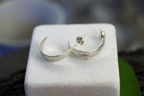 Hoop Olive leaf earrings sterling silver.