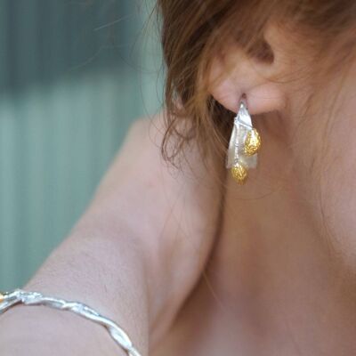 Small Hoop earrings from Olive leaf in sterling silver 925.