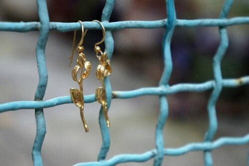 Olive twig and blossom Earrings casting in Sterling Silver 9 x