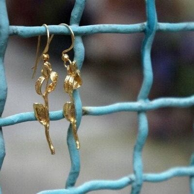 Olive twig and blossom Earrings casting in Sterling Silver 9 x