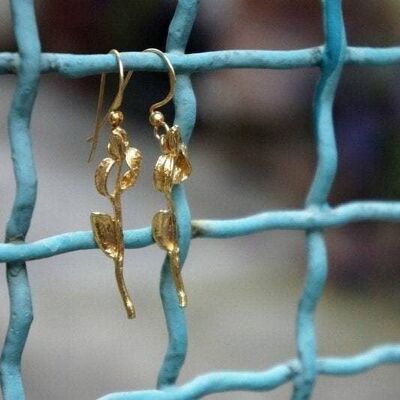 Olive twig and blossom Earrings casting in Sterling Silver 9 x