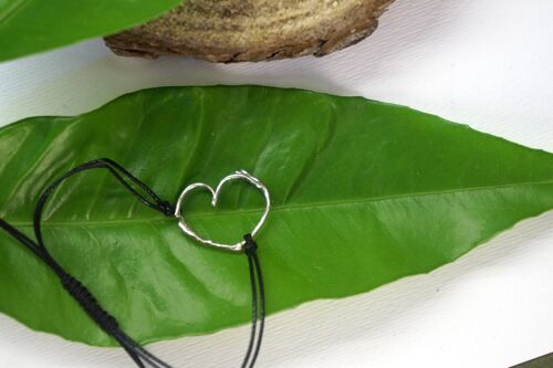 Jasmine heart shape cord string, twig bracelet in sterling s