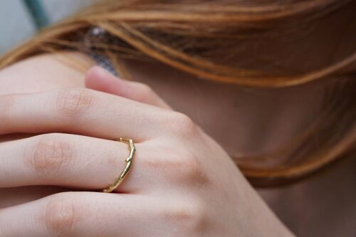 Twig Sterling Silver Band Olive Tree Branch Goldplated Ring.