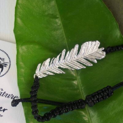 Real Acacia Leaf Bracelet on cord. Adjustable Natural Bracel x