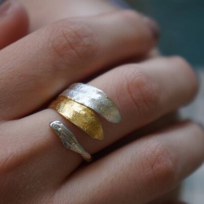 Ring mit Olivenzweig und Blatt aus Sterlingsilber für Damen und Herren
