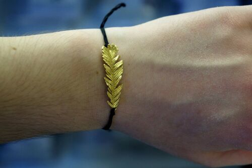 Real Acacia Leaf Bracelet on cord. Adjustable Natural Bracel