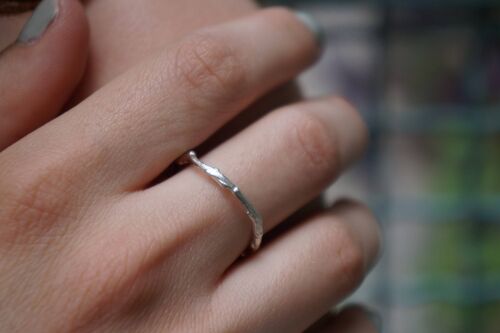 Twig Sterling Silver Band Ring,Olive Tree Branch Ring.