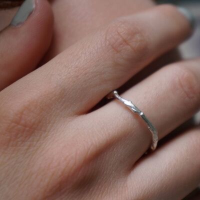 Twig Sterling Silver Band Ring,Olive Tree Branch Ring.