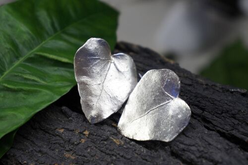 Heart shape Ivy leaf Earrings for Women, Sterling silver 925