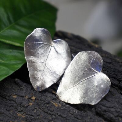 Pendientes de hoja de hiedra en forma de corazón para mujer, plata de ley 925