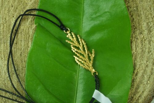 Juniper Woven & Braided Bracelet Goldplated Cypress Leaf.