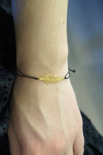 Bracelet en genévrier tissé et tressé Feuille de cyprès plaquée or. 2