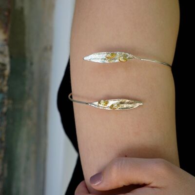 Upper Arm Bracelet in sterling Silver. OLive Silver Arm Cuff