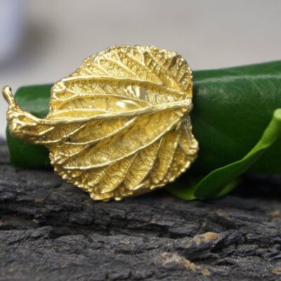 Statement Leaf Ring For Women, 14k Gold on sterling silver