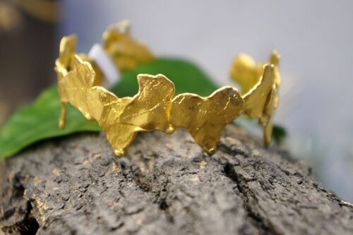 Ivy Leaves cuff Bracelet 14k gold plated on sterling recycle