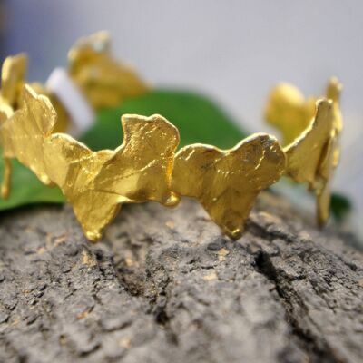 Ivy Leaves cuff Bracelet 14k gold plated on sterling recycle