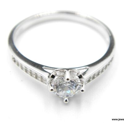 Anello di promessa, anello solitario, anello di fidanzamento in argento sterling.