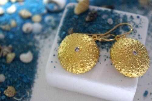 Earrings Gold plated Silver Sea Urchin with Zircon Earring