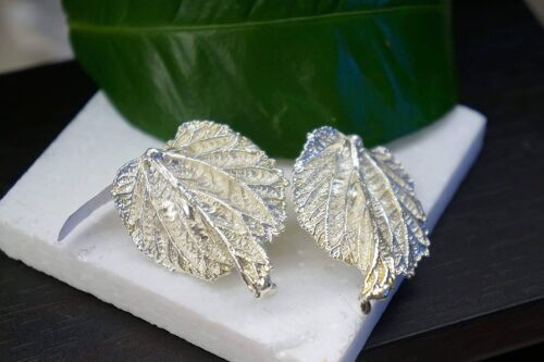 Real Leaf Mulberry on Recycled Sterling Silver.