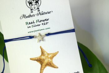 Bracelet cordon véritable étoile de mer en argent sterling. Réel Réglable 1