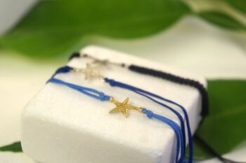 Bracelet cordon véritable étoile de mer en argent sterling. Réel Réglable 3