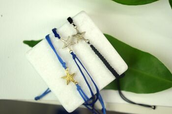 Bracelet cordon véritable étoile de mer en argent sterling. Réel Réglable 4