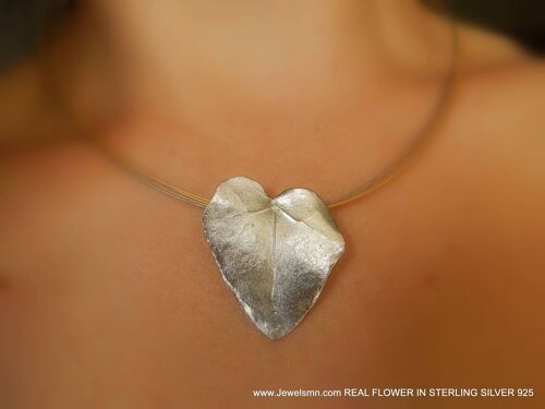 Ivy leaf heart shape Necklaces for women in Sterling silver.
