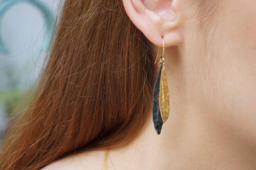 Earrings REAL Olive Leaf Earrings for Women, 14 K Gold and