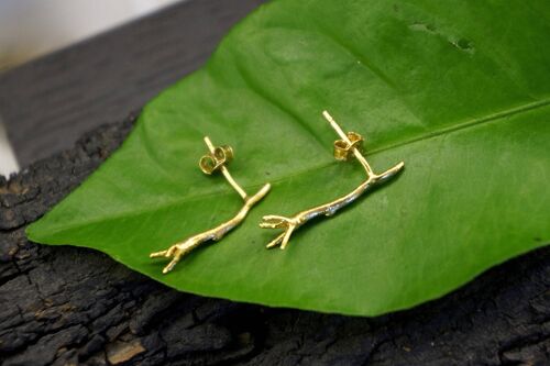 Small Stud Earrings, Gold on Sterling Silver.
